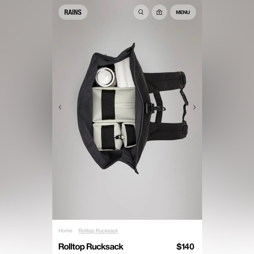 PRICE FIRM Rains Rolltop Rucksack Waterproof Backpack Black NEW w/Tags MSRP $140 - Picture 10 of 10